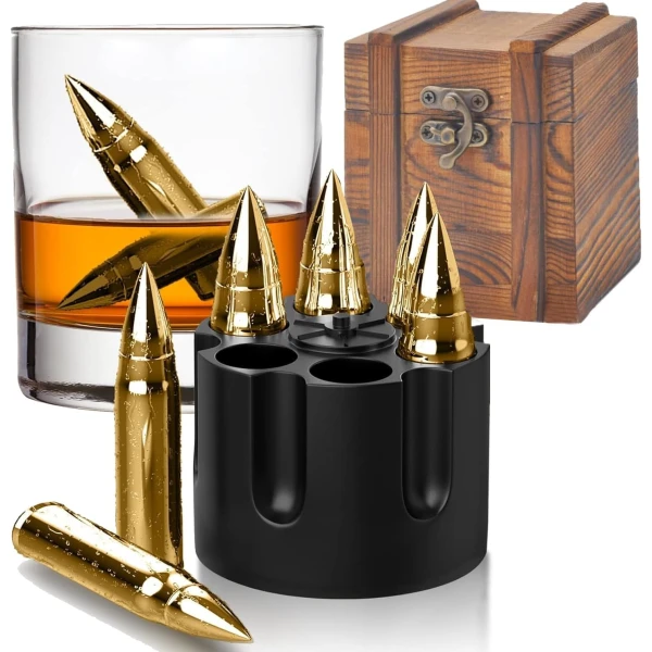 Kostki lodu wielokrotnego użytku, ze stali nierdzewnej, z technologią High Cooling, do whisky, wódki, likieru, wina, pomysłów urodzinowych dla taty, przyjaciela, męża