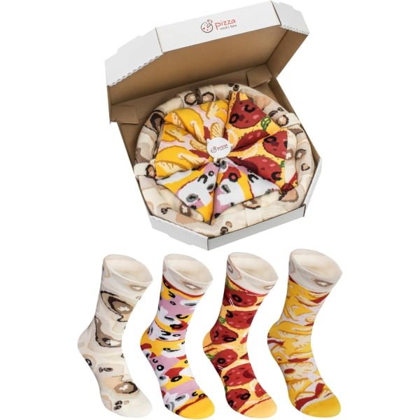 Rainbow Socks - Kobieta Mężczyzna Pizza Skarpetki Prezent Mix Hawajska Capricciosa Pepperoni - 4 Pary