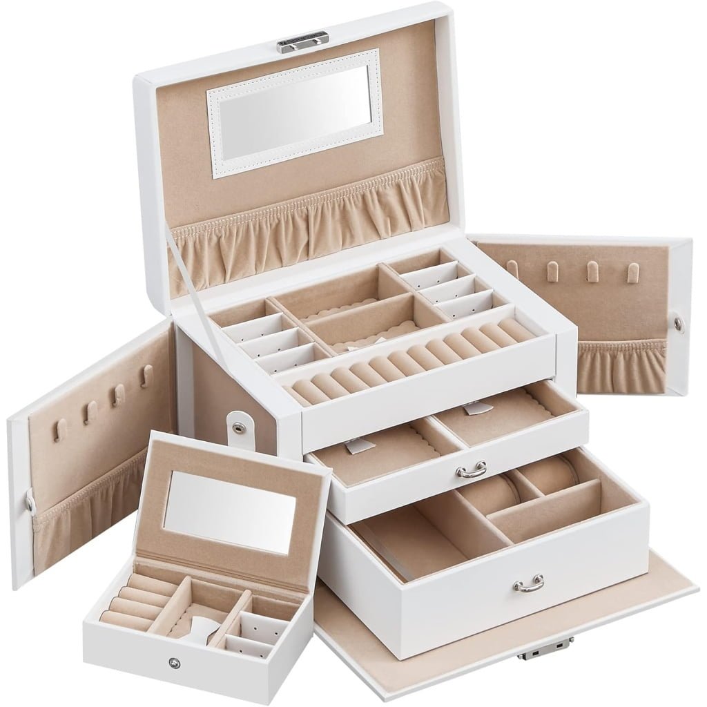 Songmics Organizer Biżuterii, Biały, 26x18x17cm