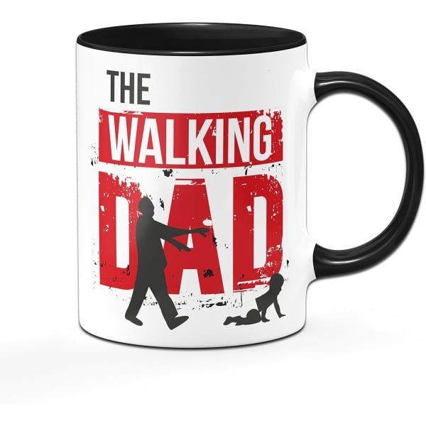 Tassenbrennerei The Walking DAD filiżanka z sentencją - filiżanka do kawy z nadrukiem po obu stronach - prezent dla przyszłego ojca - czarny/czerwony