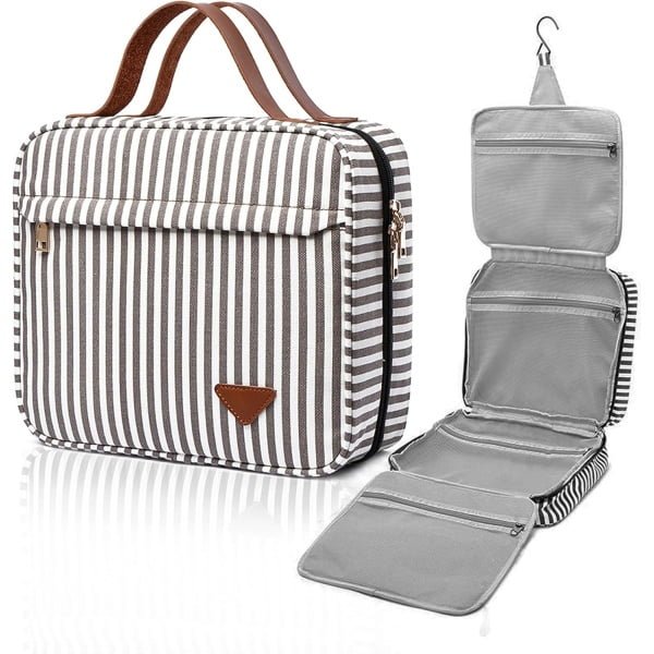 Wisząca kosmetyczka podróżna, kosmetyczka podróżna o dużej pojemności dla kobiet z 4 przegródkami i 1 solidnym haczykiem, idealna do podróży/codziennego użytku